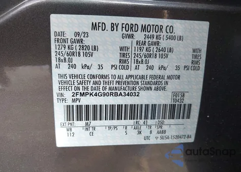 2024 Ford Edge Se z USA, uszkodzony, nr VIN 2FMPK4G90RBA34032